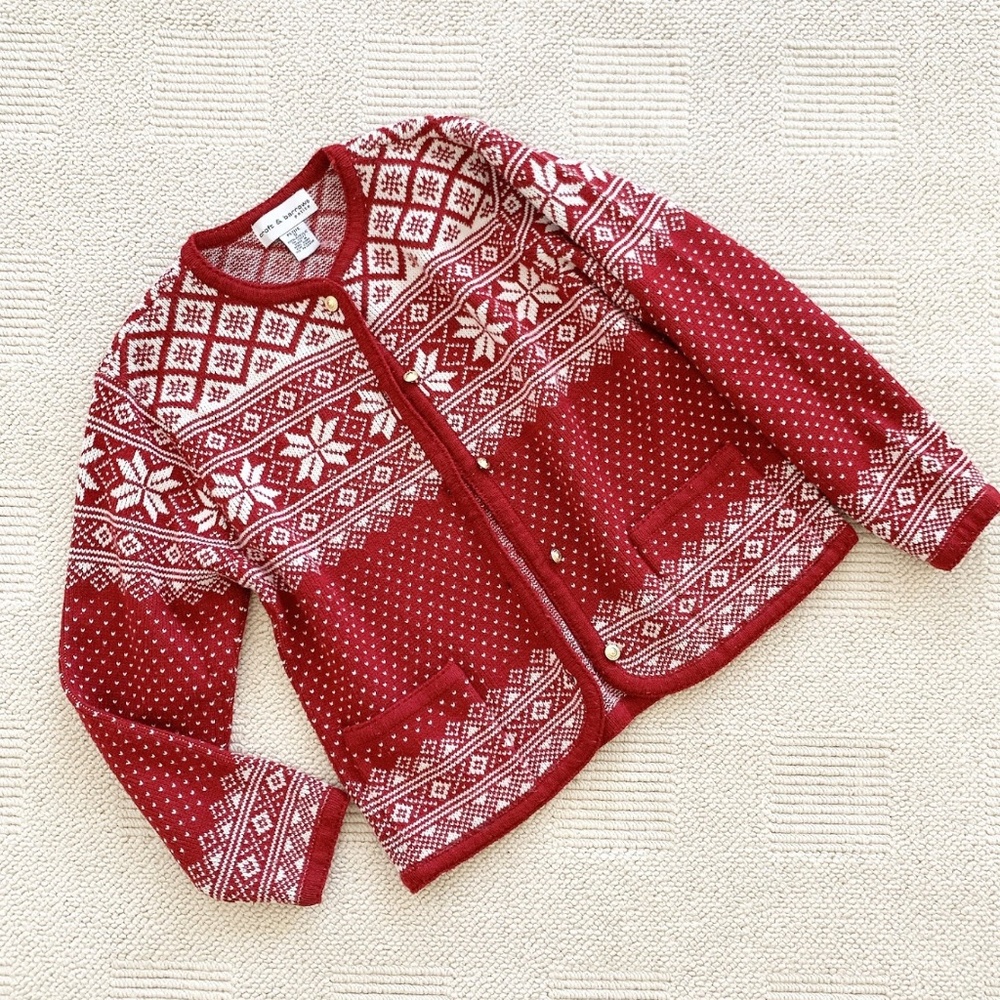 Christmas Red Fair Isle Warm Preppy Sweater SP - Picture 1 of 7